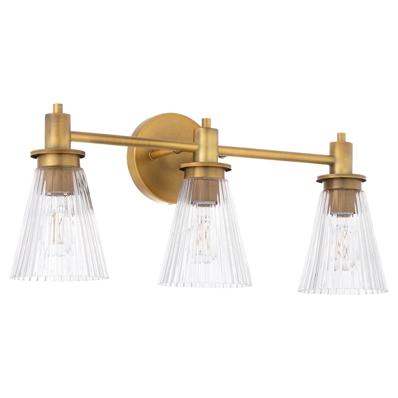 Quorum Lawton 3 Light Vanity, Brushed Brass/Clear - 5803-3-47