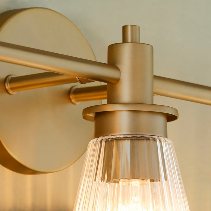 Quorum Lawton 3 Light Vanity, Brushed Brass/Clear