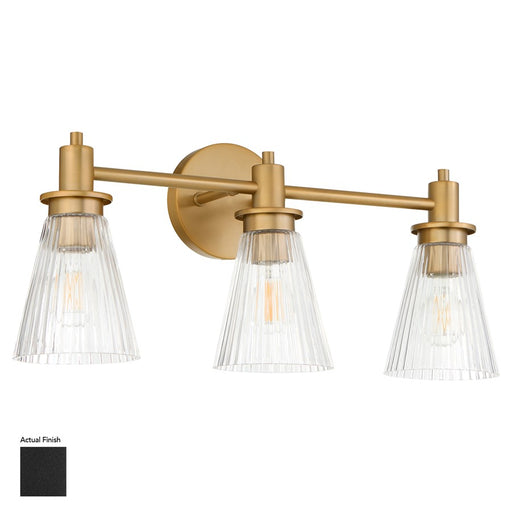 Quorum Lawton 3 Light Vanity, Matte Black/Clear - 5803-3-59