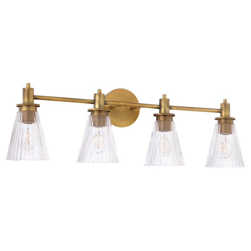 Quorum Lawton 4 Light Vanity, Brushed Brass/Clear - 5803-4-47