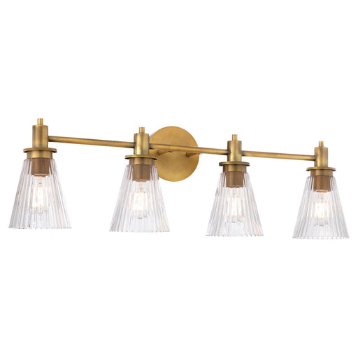 Quorum Lawton 4 Light Vanity, Brushed Brass/Clear