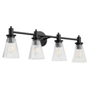 Quorum Lawton 4 Light Vanity, Matte Black/Clear - 5803-4-59