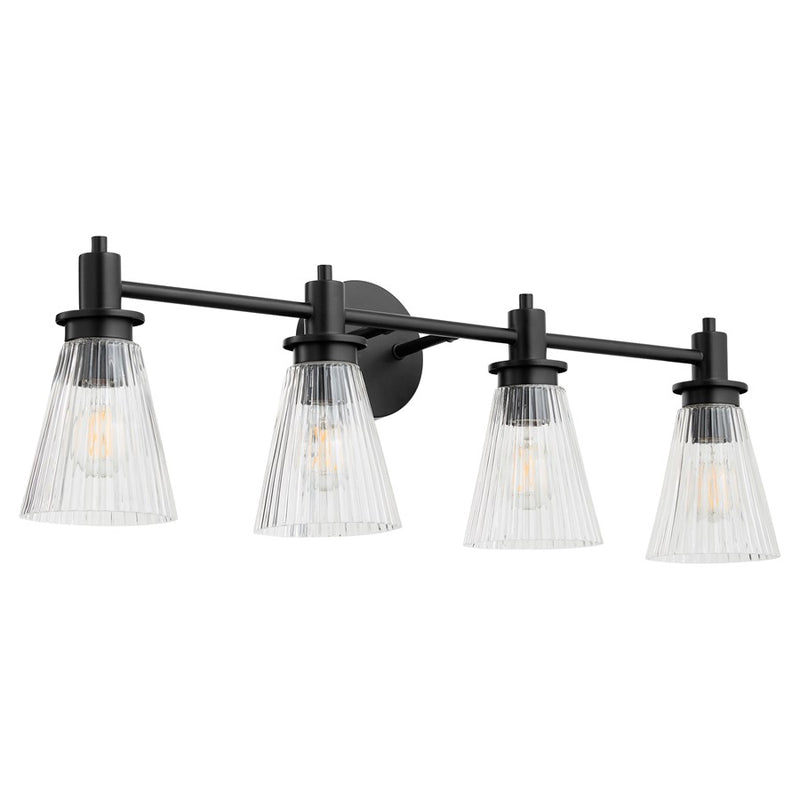 Quorum Lawton 4 Light Vanity, Matte Black/Clear - 5803-4-59