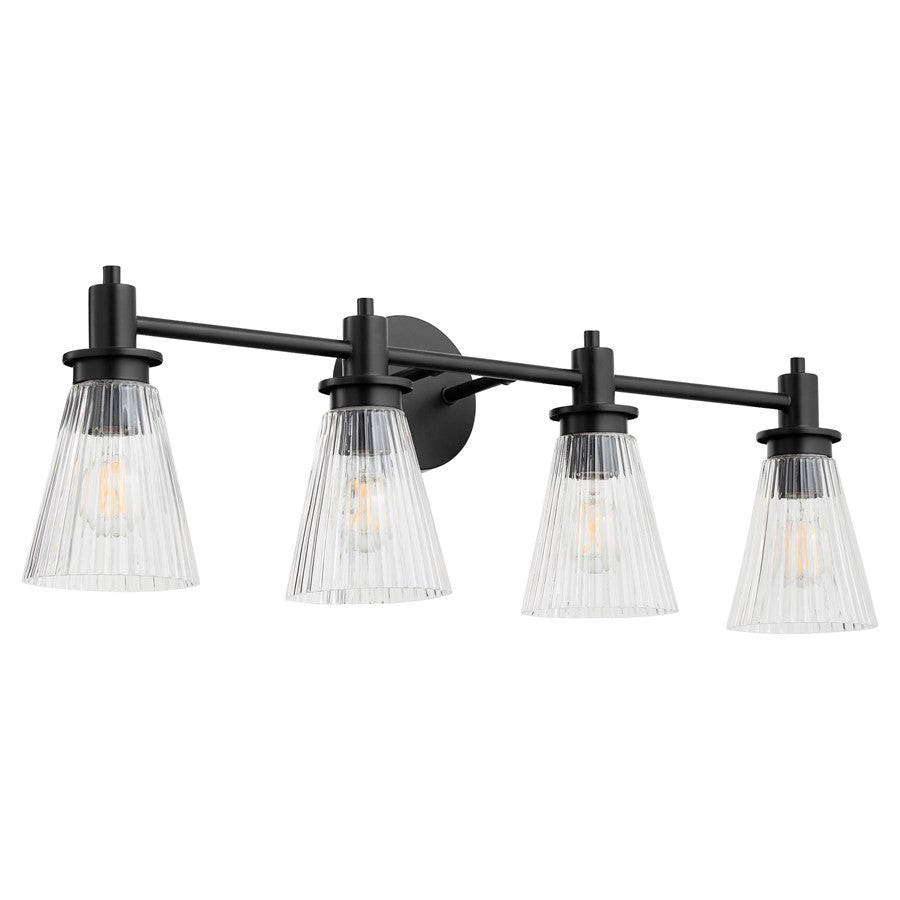 Quorum Lawton 4 Light Vanity, Matte Black/Clear - 5803-4-59