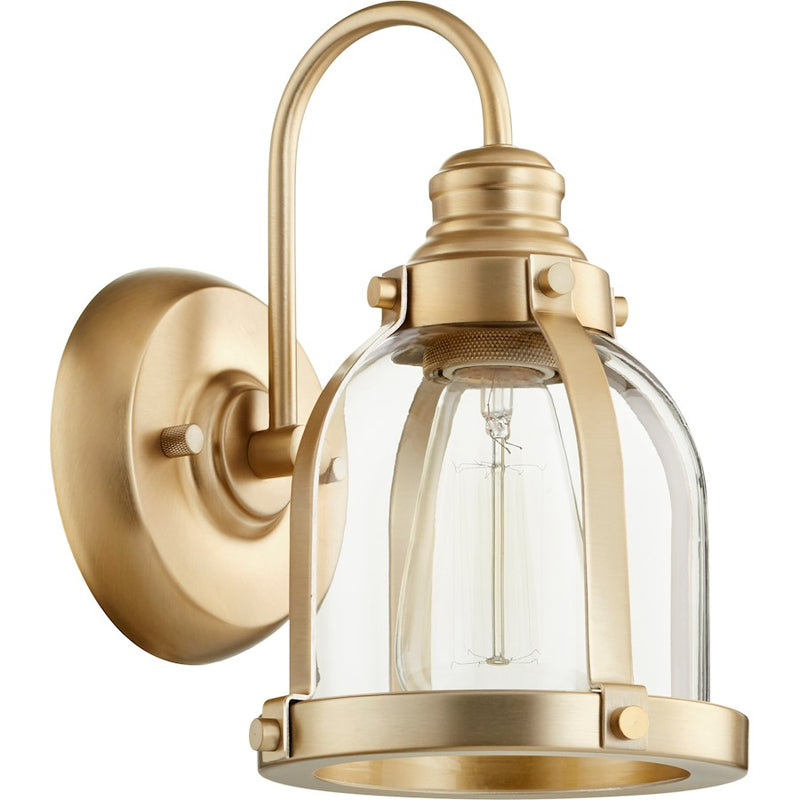 Quorum 1 Light Banded Dome Wall Mount, Aged Brass
