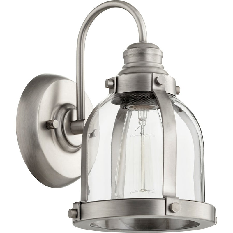 Quorum 1 Light Banded Dome Wall Mount, Antique Silver
