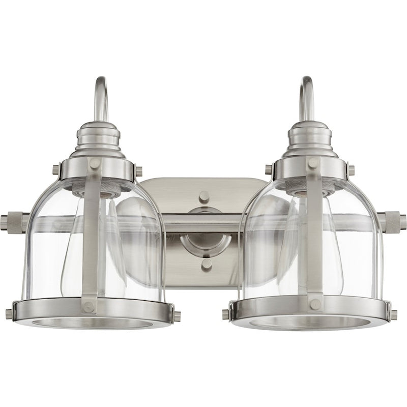 Quorum 2 Light Banded Dome Vanity, Satin Nickel