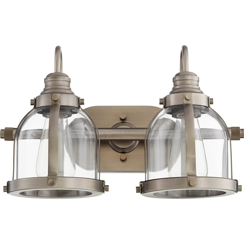 Quorum 2 Light Banded Dome Vanity, Antique Silver