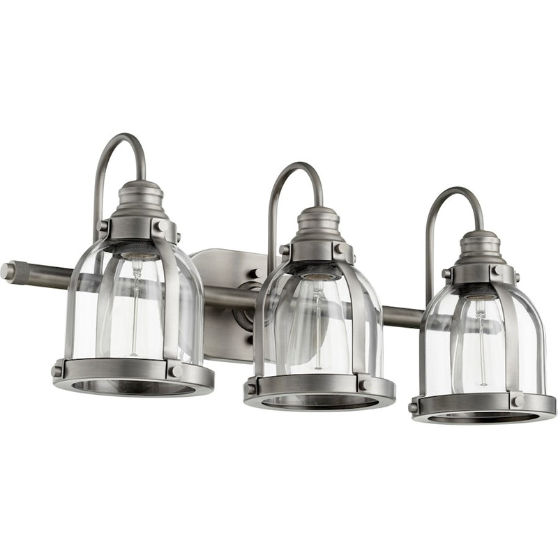 Quorum 3 Light Banded Dome Vanity, Antique Silver