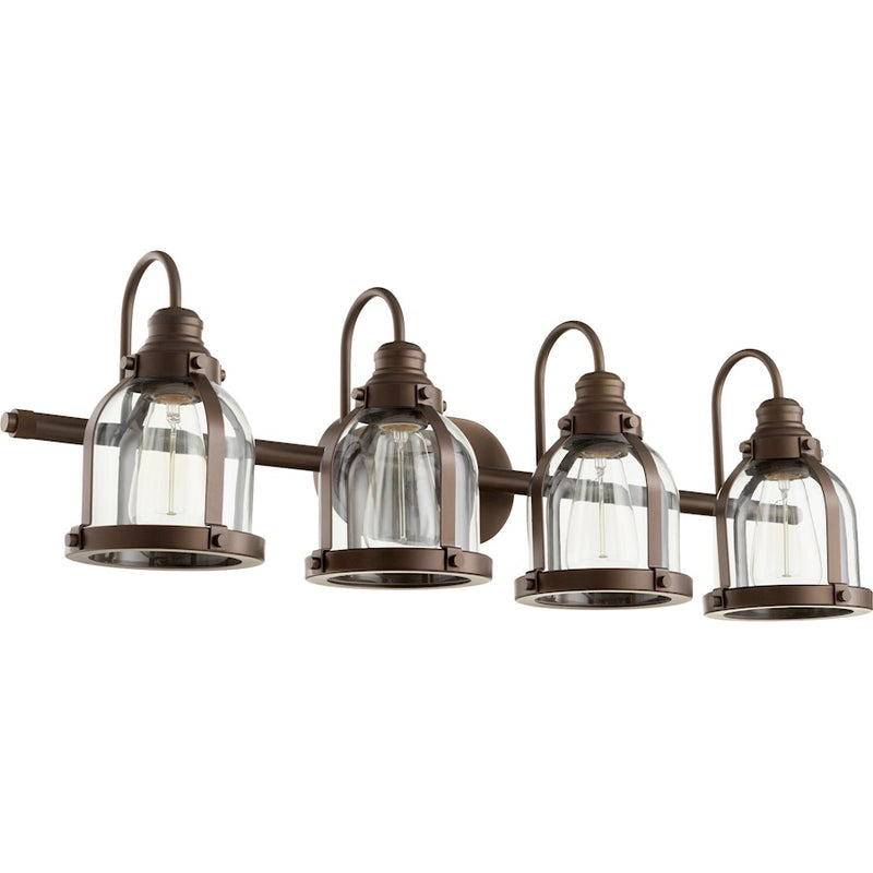 Quorum 4 Light Banded Dome Vanity, Oiled Bronze