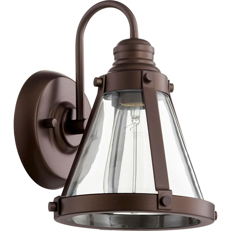 Quorum 1 Light Banded Cone Wall Mount, Oiled Bronze