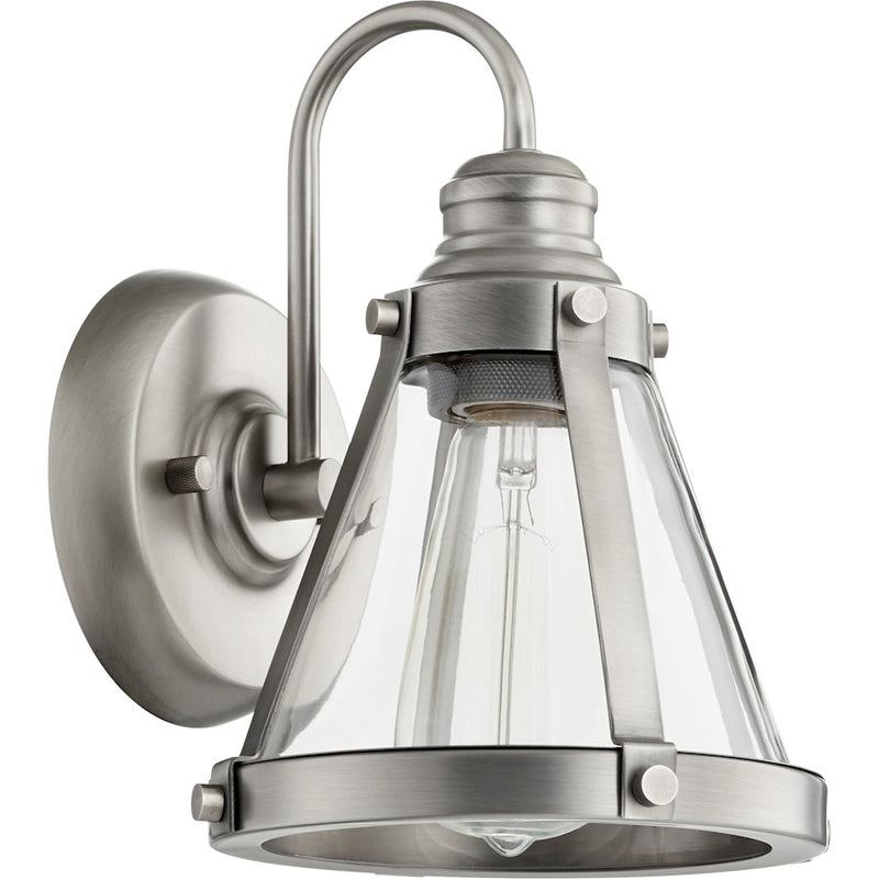 Quorum 1 Light Banded Cone Wall Mount, Antique Silver
