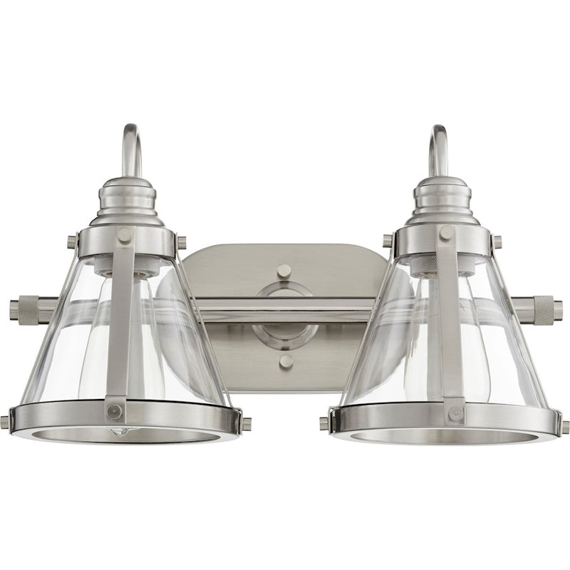 Quorum 2 Light Banded Cone Vanity, Satin Nickel