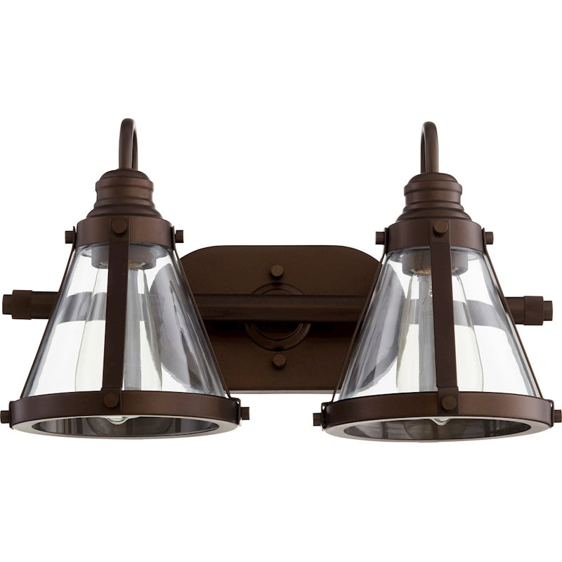 Quorum 2 Light Banded Cone Vanity, Oiled Bronze