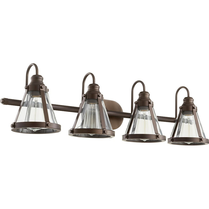 Quorum 4 Light Banded Cone Vanity, Oiled Bronze