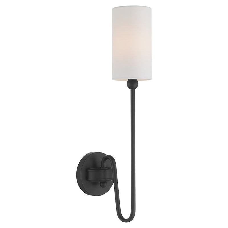 Quorum Charlotte 1Lt Wall Mount, Matte Black/White