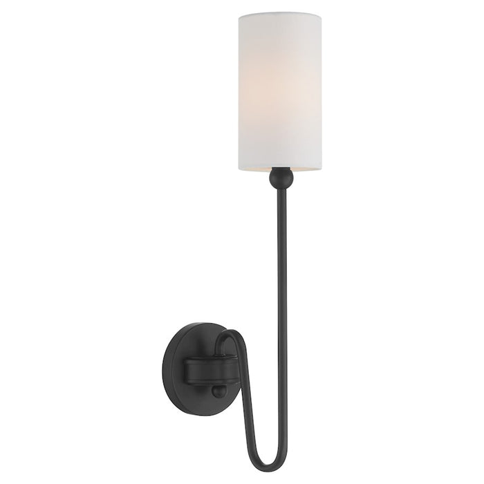 Quorum Charlotte 1Lt Wall Mount, Matte Black/White