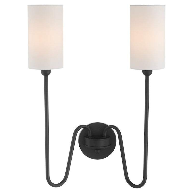 Quorum Charlotte 2Lt Wall Mount, Matte Black/White