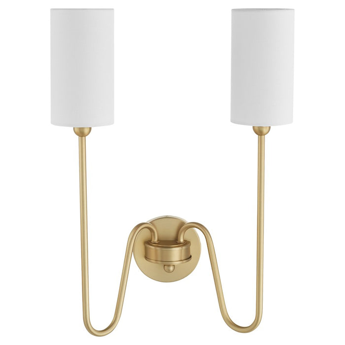 Quorum Charlotte 2Lt Wall Mount, Aged Brass/White - 597-2-80