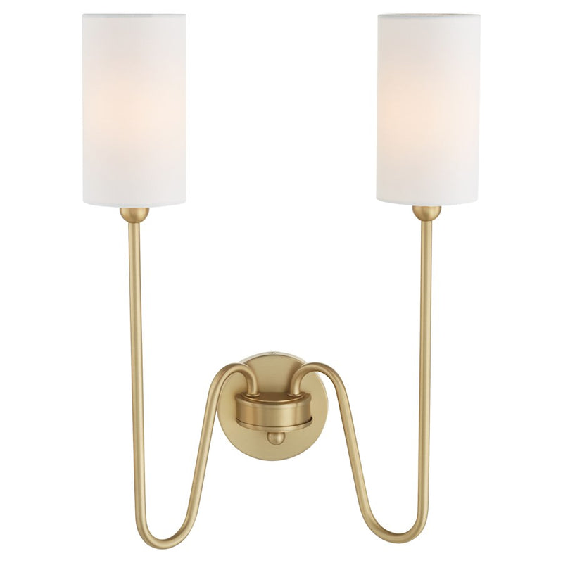 Quorum Charlotte 2Lt Wall Mount, Aged Brass/White