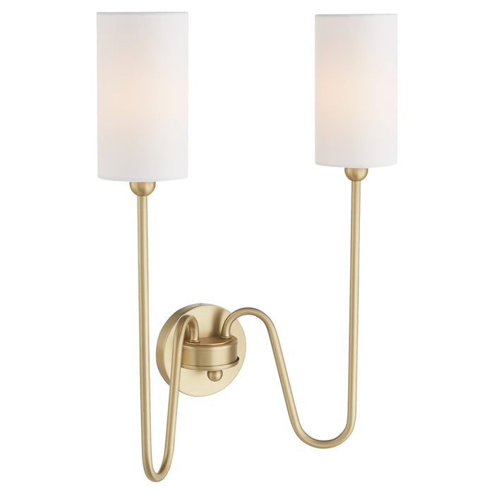Quorum Charlotte 2Lt Wall Mount, Aged Brass/White