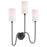 Quorum Charlotte 3Lt Wall Mount, Matte Black/White