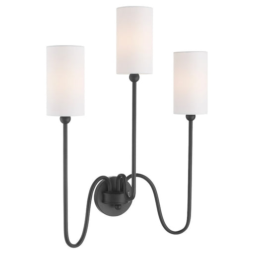 Quorum Charlotte 3Lt Wall Mount, Matte Black/White
