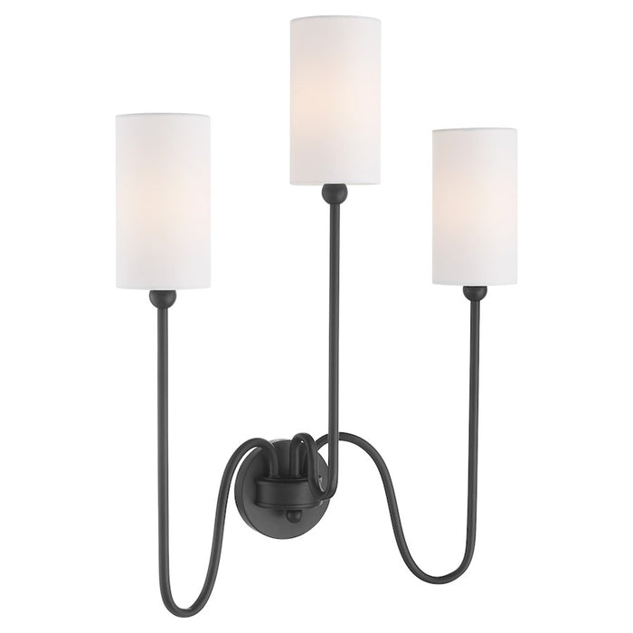 Quorum Charlotte 3Lt Wall Mount, Matte Black/White
