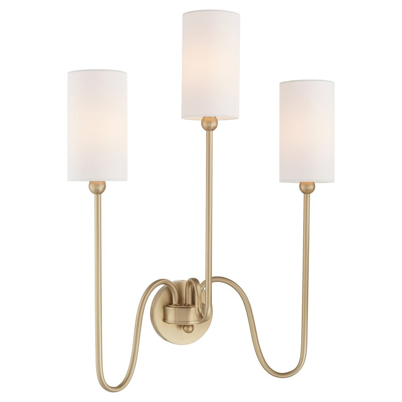 Quorum Charlotte 3Lt Wall Mount, Aged Brass/White