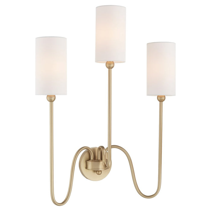 Quorum Charlotte 3Lt Wall Mount, Aged Brass/White