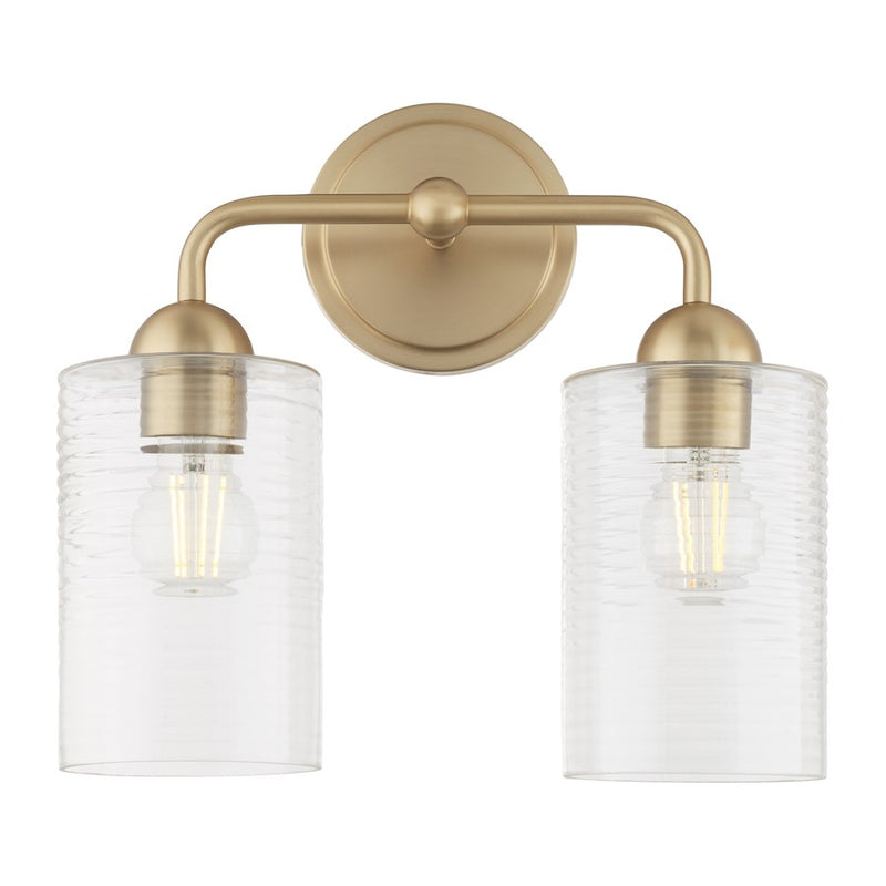 Quorum Charlotte 2Lt Vanity, Aged Brass/Clear