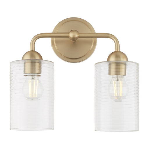 Quorum Charlotte 2Lt Vanity, Aged Brass/Clear