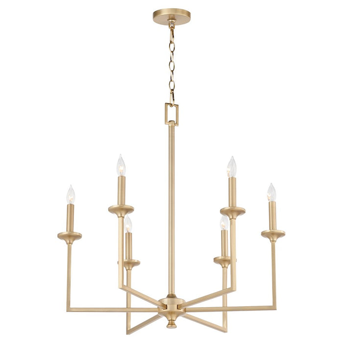 Quorum Eldorado 6Lt Chandelier, Aged Brass