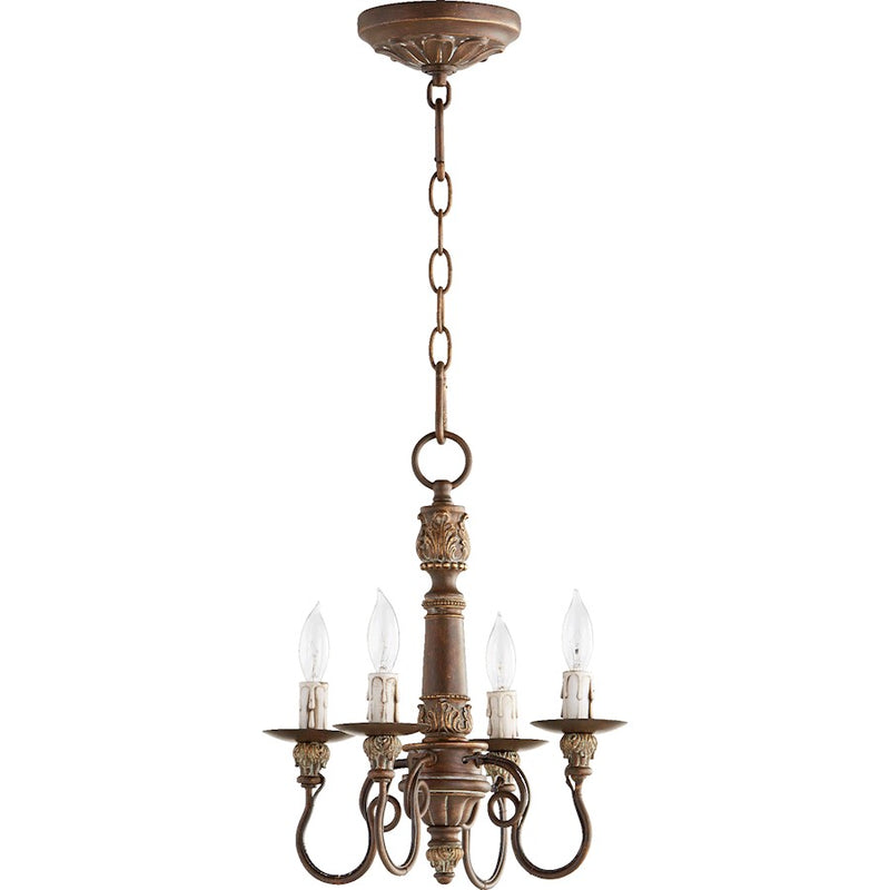 Quorum Salento 4 Light Chandelier, Vintage Copper