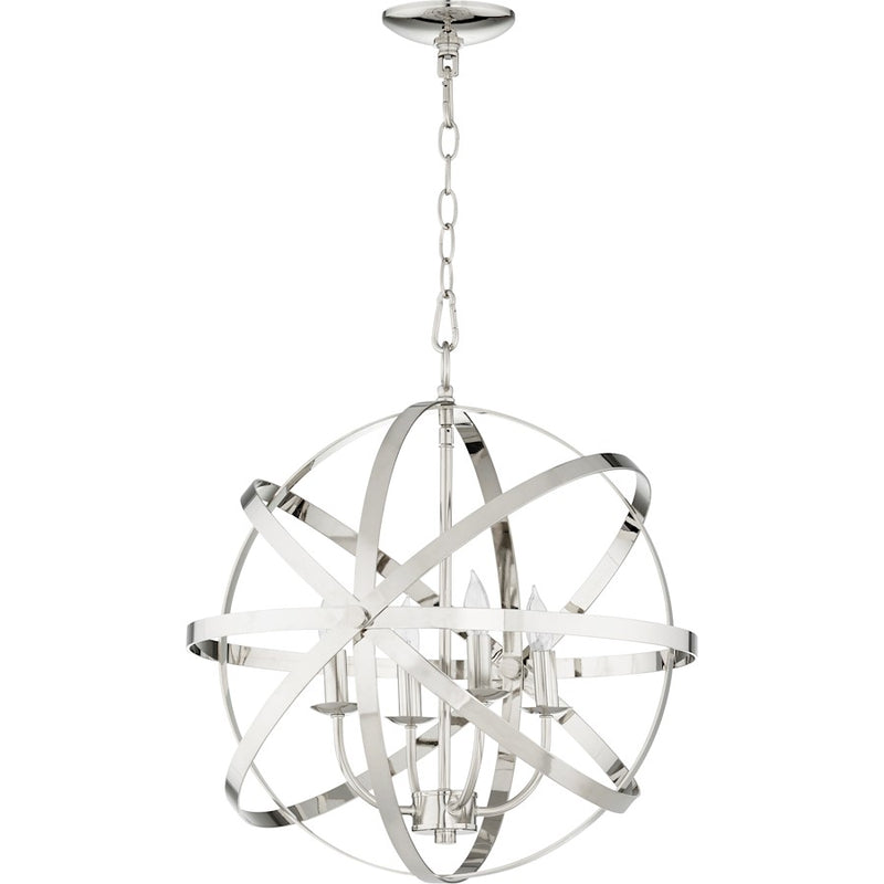 Quorum Celeste 4 Light 19' Chandelier, Polished Nickel