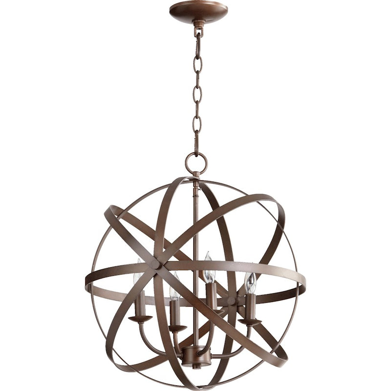 Quorum Celeste 4 Light Chandelier, Oiled Bronze