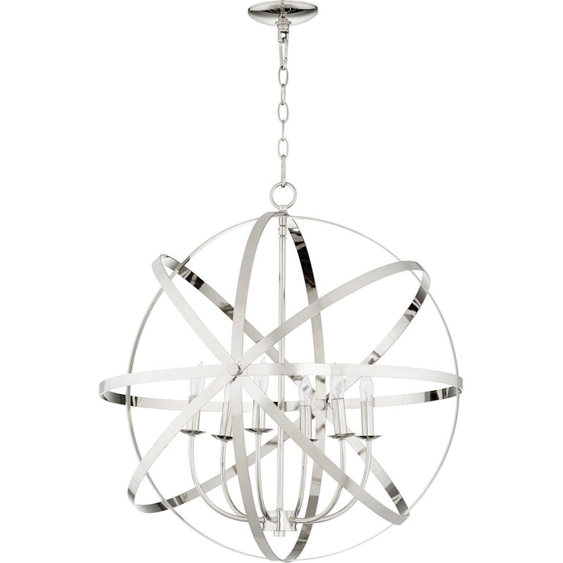Quorum Celeste 6 Light 25.5' Chandelier, Polished Nickel