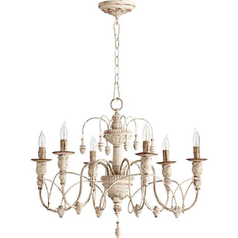Quorum Salento 6 Light Chandelier, Persian White