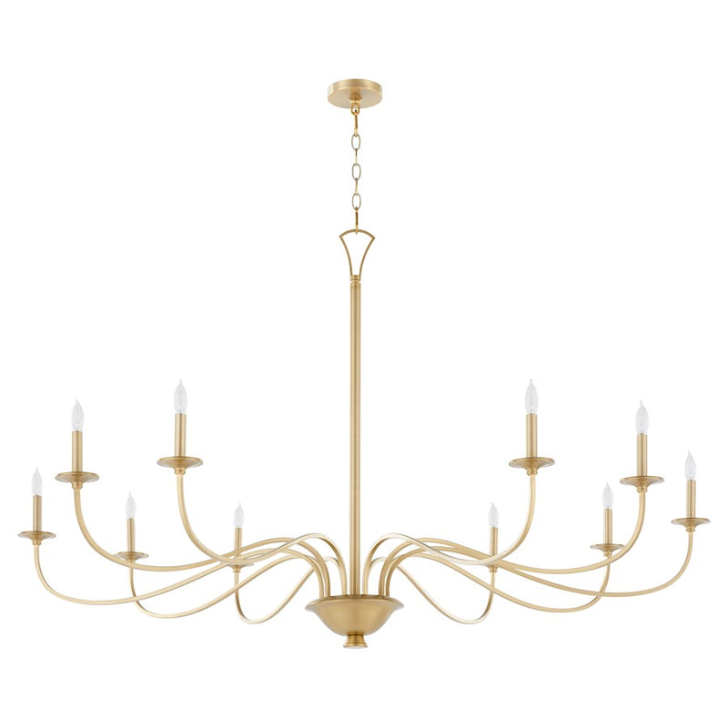 Quorum Maryse 10Lt Chandelier, Aged Brass - 6021-10-80