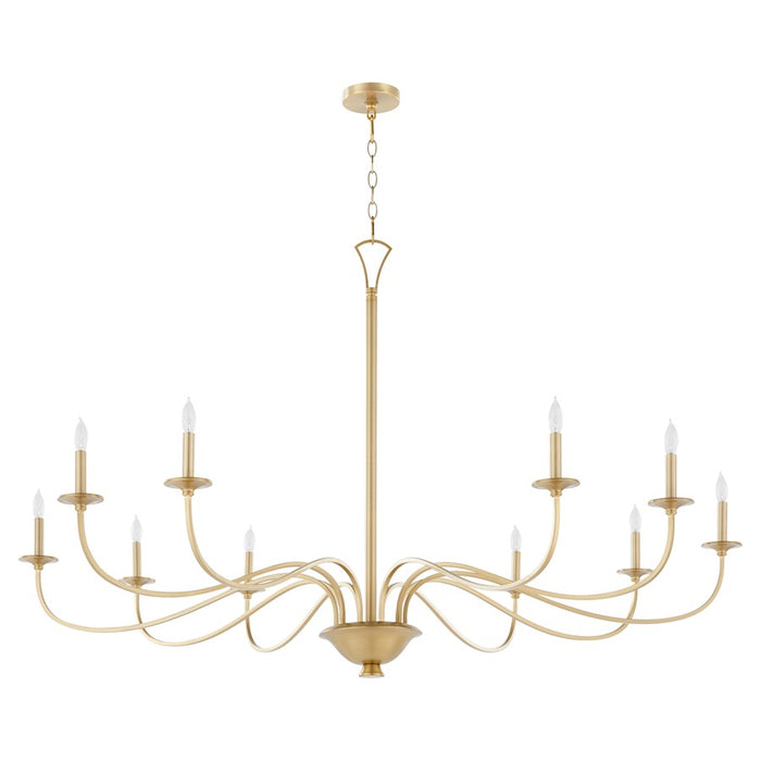 Quorum Maryse 10Lt Chandelier, Aged Brass - 6021-10-80