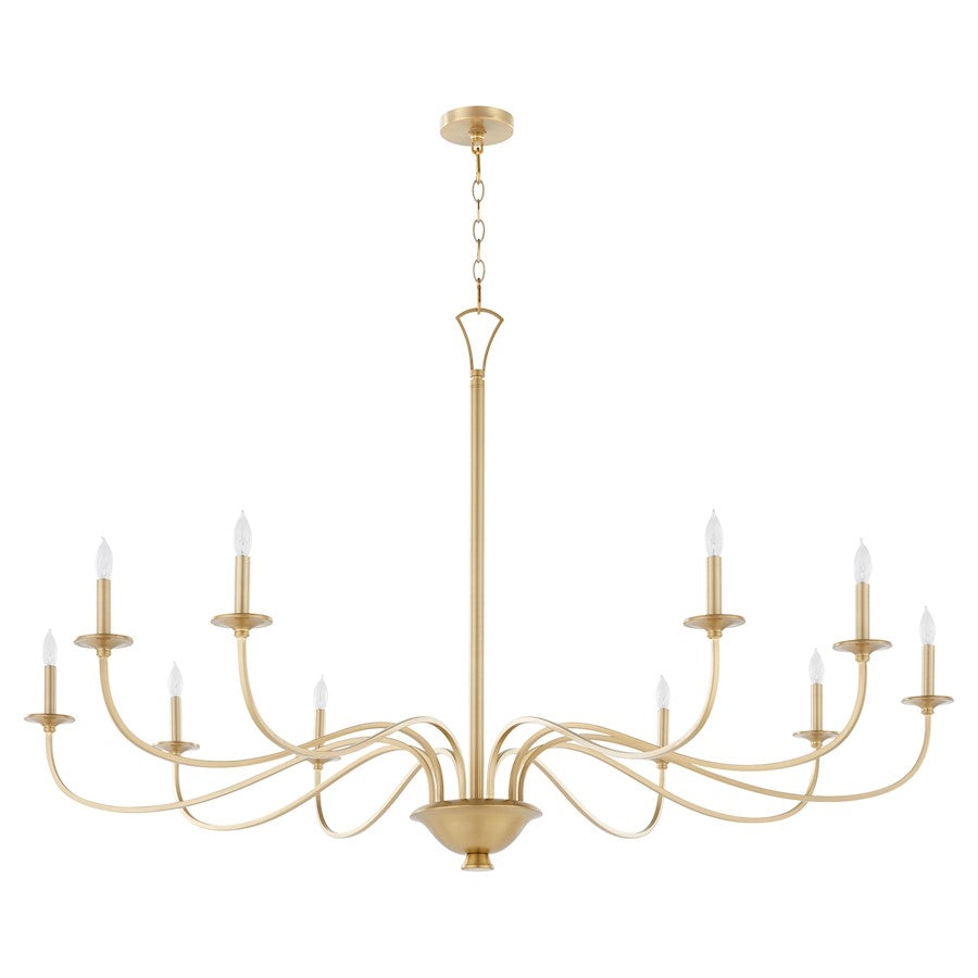 Quorum Maryse 10Lt Chandelier, Aged Brass - 6021-10-80