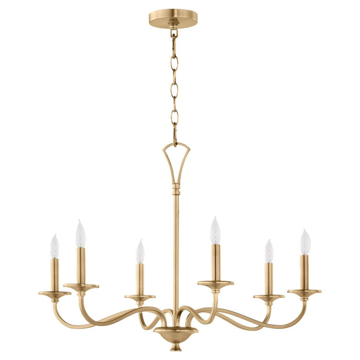 Quorum Maryse 6Lt Chandelier, Aged Brass - 6021-6-80