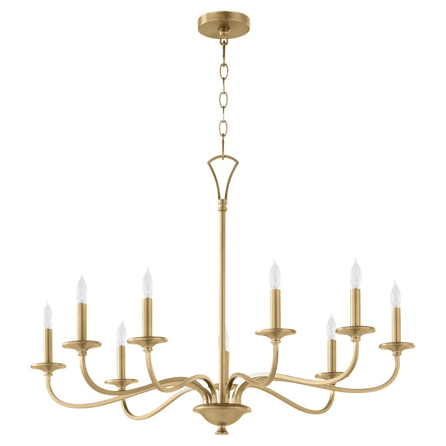 Quorum Maryse 9Lt Chandelier, Aged Brass - 6021-9-80