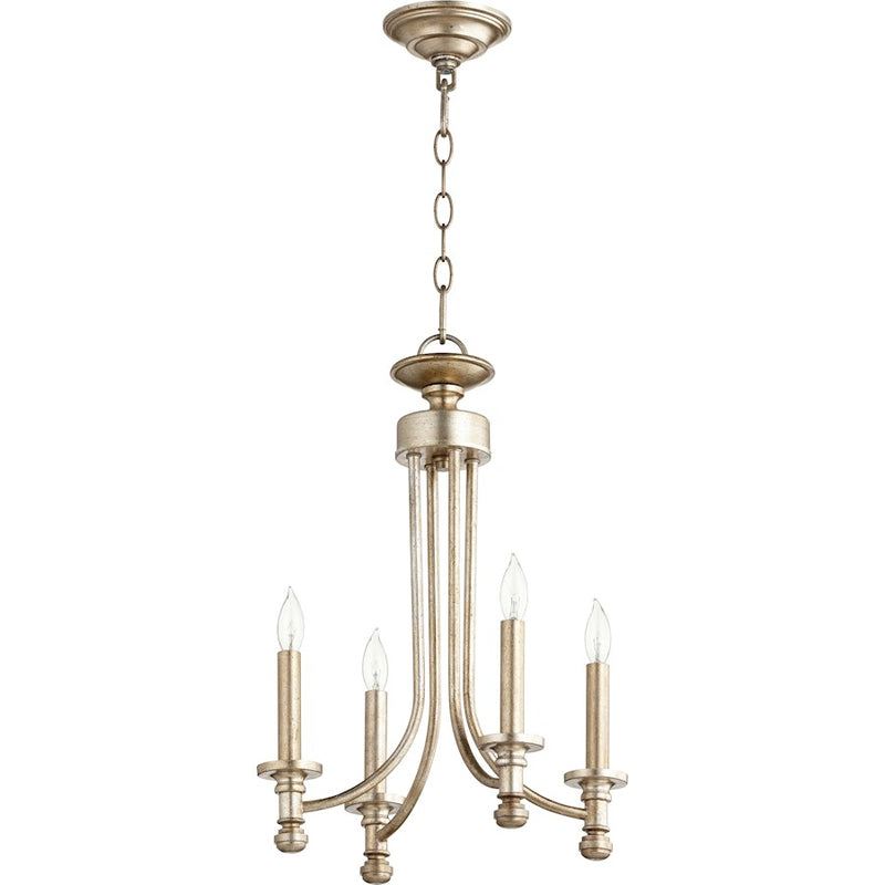 Quorum Rossington 4 Light 14' Chandelier, Aged Silver Leaf