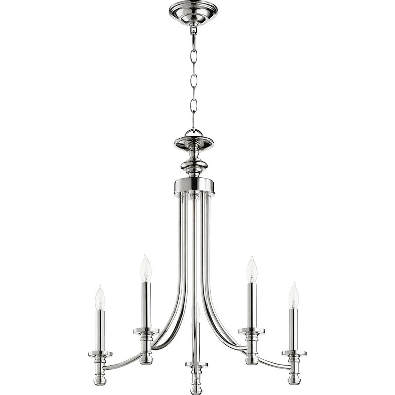 Quorum Rossington 5 Light 22' Chandelier, Polished Nickel