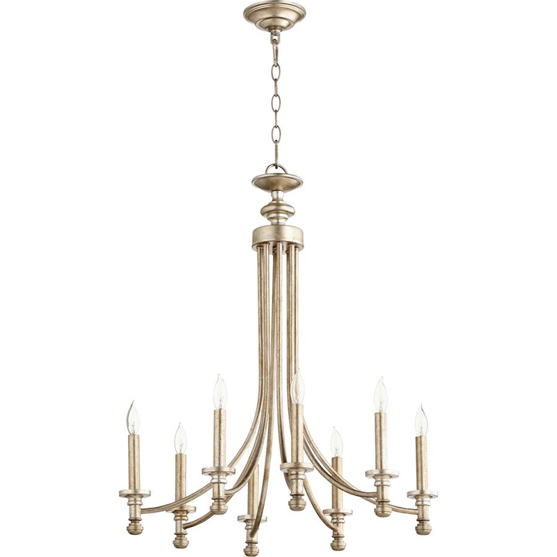 Quorum Rossington 8 Light 24.5' Chandelier, Aged Silver Leaf