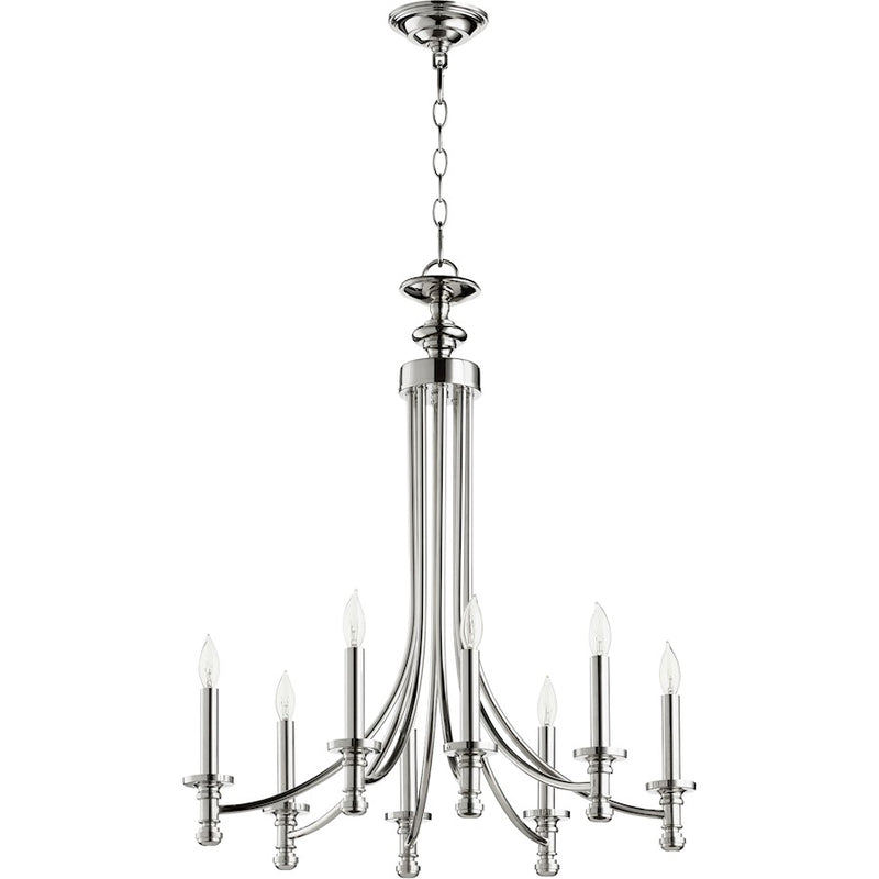 Quorum Rossington 8 Light 24.5' Chandelier, Polished Nickel
