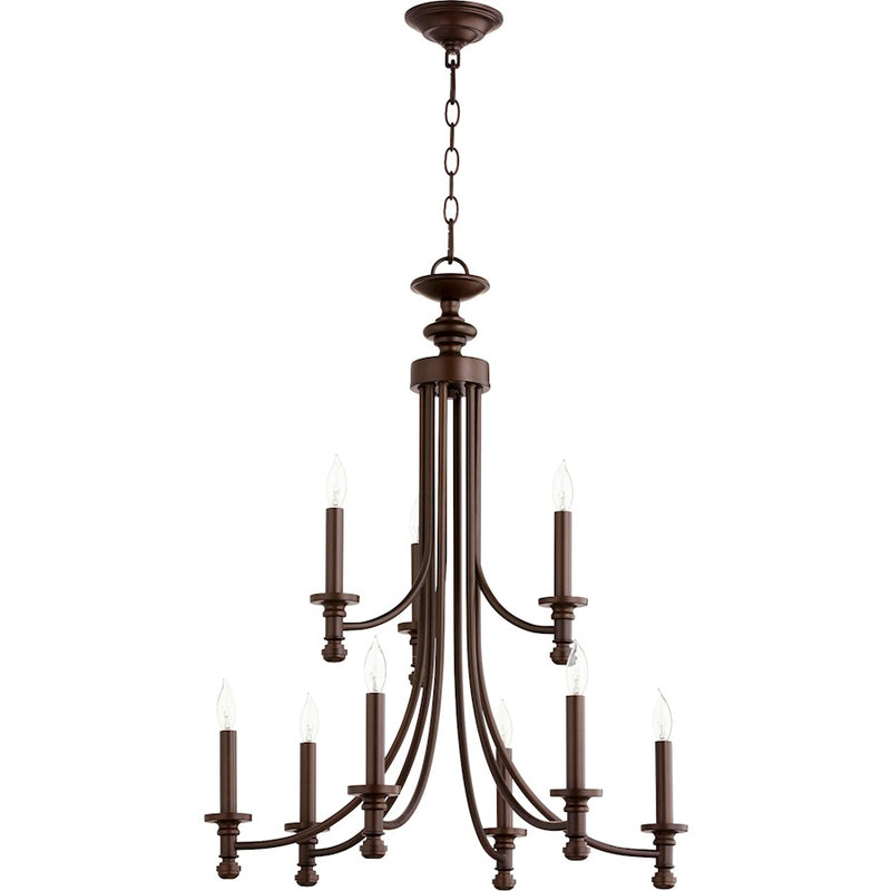 Quorum Rossington 9 Light 26.5' Chandelier, Oiled Bronze