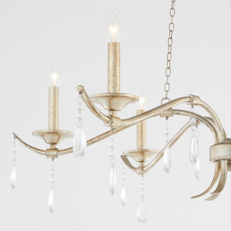 Quorum Lorelei 6Lt 36" Chandelier, Aged Silver Leaf