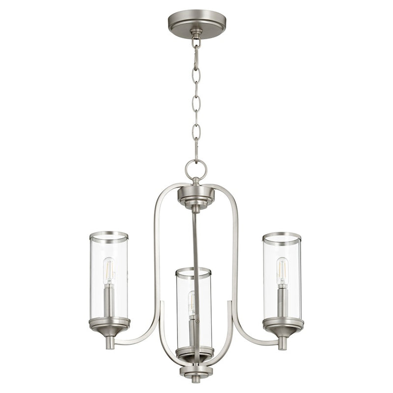 Quorum Collins 3 Light Chandelier, Satin Nickel